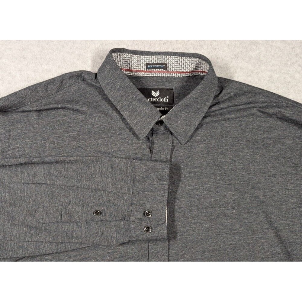Buttercloth Men Shirt 3XL Icy Cloth Gray Regular Fit Button Up Long Sleeve‎